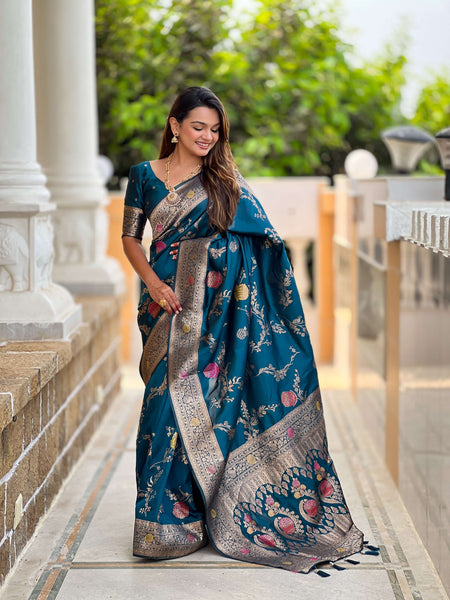 Vedant Vastram Soft Litchi Silk Banarasi Silk Jacquard Saree - Morpich