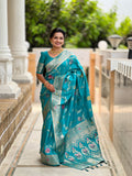 Vedant Vastram Soft Litchi Silk Banarasi Silk Jacquard Saree - Rama