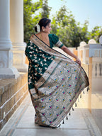Vedant Vastram Soft Litchi Silk Banarasi Silk Jacquard Saree - Green