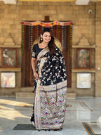Vedant Vastram Soft Litchi Silk Banarasi Silk Jacquard Saree - Black