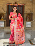 Vedant Vastram Soft Litchi Silk Banarasi Silk Jacquard Saree - Gajri