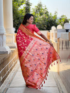 Vedant Vastram Soft Litchi Silk Banarasi Silk Jacquard Saree - Gajri