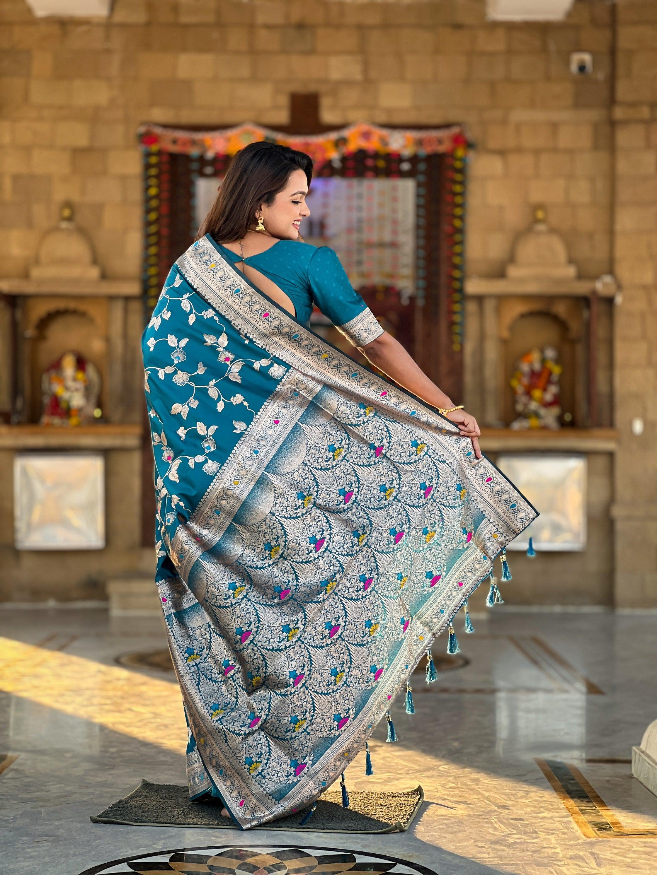 Vedant Vastram Soft Litchi Silk Banarasi Silk Jacquard Saree - Morpich