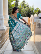 Vedant Vastram Soft Litchi Silk Banarasi Silk Jacquard Saree - Rama
