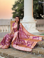 Vedant Vastram Soft Litchi Silk Banarasi Silk Jacquard Saree - Purple