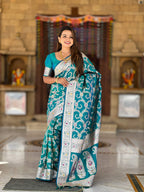Vedant Vastram Soft Litchi Silk Banarasi Silk Jacquard Saree - Rama