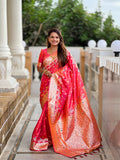 Vedant Vastram Soft Litchi Silk Banarasi Silk Jacquard Saree - Gajri