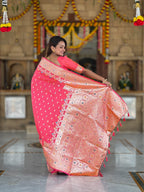 Vedant Vastram Soft Litchi Silk Banarasi Silk Jacquard Saree - Gajri