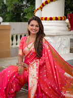 Vedant Vastram Soft Litchi Silk Banarasi Silk Jacquard Saree - Gajri
