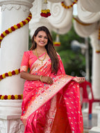 Vedant Vastram Soft Litchi Silk Banarasi Silk Jacquard Saree - Gajri