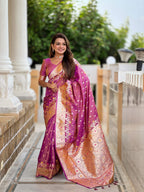 Vedant Vastram Soft Litchi Silk Banarasi Silk Jacquard Saree - Purple