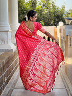 Vedant Vastram Soft Litchi Silk Banarasi Silk Jacquard Saree - Gajri