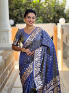 Vedant Vastram Soft Litchi Silk Banarasi Silk Jacquard Saree - Grey