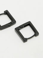 NVR Men's Black Rhodium-Plated Geometric Shape Stainless Steel Hoop Earrings - Distacart