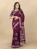 Vedant Vastram Designer Digital Print Batik Saree - Purple