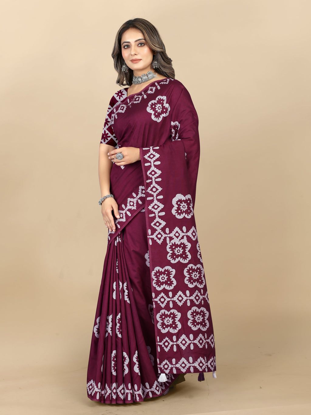 Vedant Vastram Designer Digital Print Batik Saree - Purple