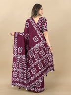 Vedant Vastram Designer Digital Print Batik Saree - Purple