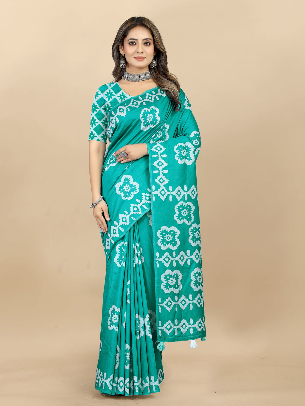 Vedant Vastram Designer Digital Print Batik Saree - Rama