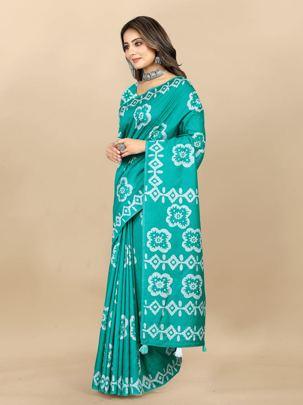 Vedant Vastram Designer Digital Print Batik Saree - Rama