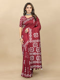 Vedant Vastram Designer Digital Print Batik Saree - Maroon