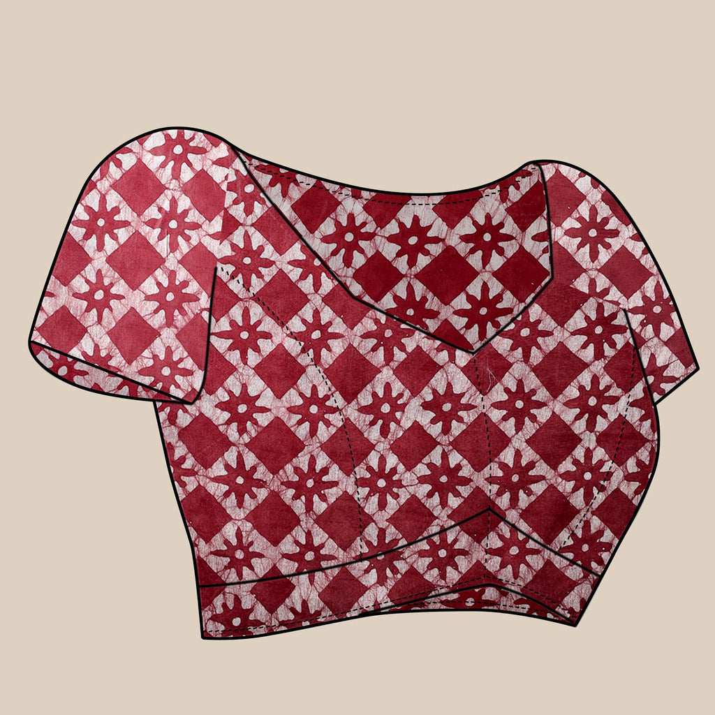 Vedant Vastram Designer Digital Print Batik Saree - Maroon