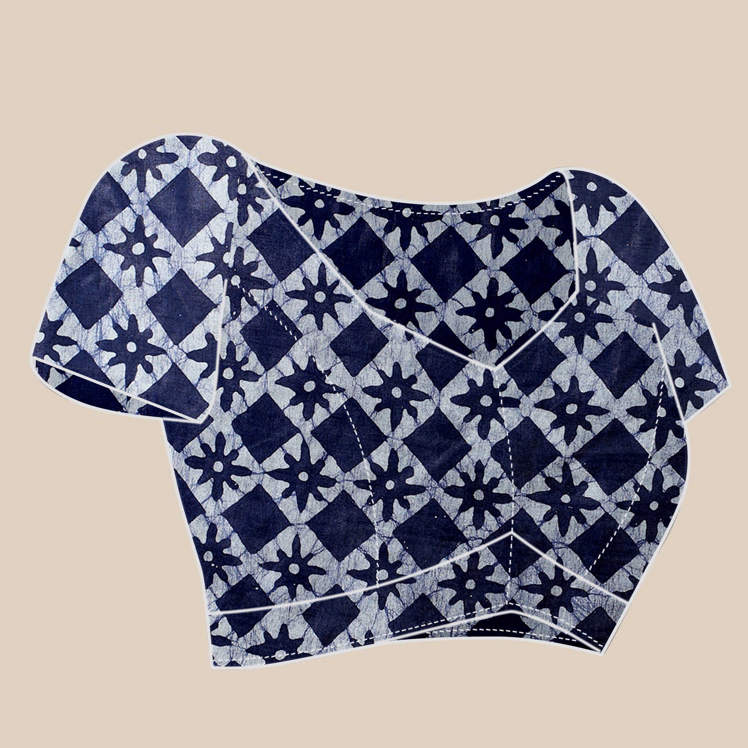 Vedant Vastram Designer Digital Print Batik Saree - Navy Blue