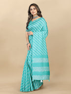 Vedant Vastram Designer Digital Print Batik Saree - Turquoise