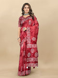 Vedant Vastram Designer Digital Print Batik Saree - Maroon