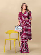 Vedant Vastram Designer Digital Print Batik Saree - Wine
