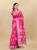 Vedant Vastram Designer Digital Print Batik Saree - Pink