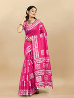 Vedant Vastram Designer Digital Print Batik Saree - Pink