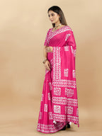 Vedant Vastram Designer Digital Print Batik Saree - Pink