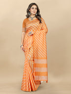 Vedant Vastram Designer Digital Print Batik Saree - Orange