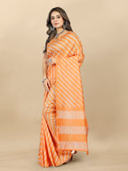 Vedant Vastram Designer Digital Print Batik Saree - Orange