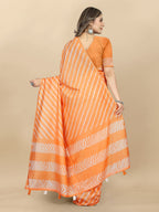 Vedant Vastram Designer Digital Print Batik Saree - Orange