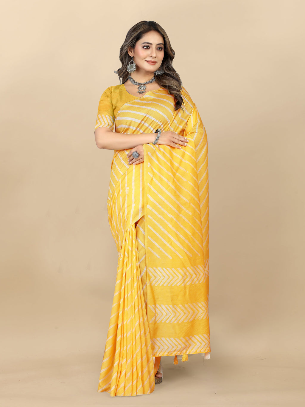 Vedant Vastram Designer Digital Print Batik Saree - Yellow