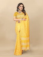 Vedant Vastram Designer Digital Print Batik Saree - Yellow