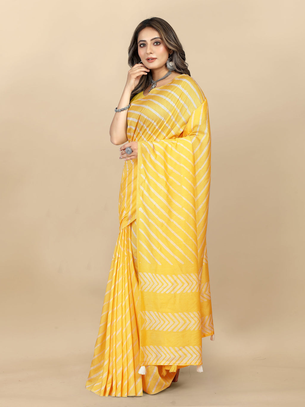 Vedant Vastram Designer Digital Print Batik Saree - Yellow
