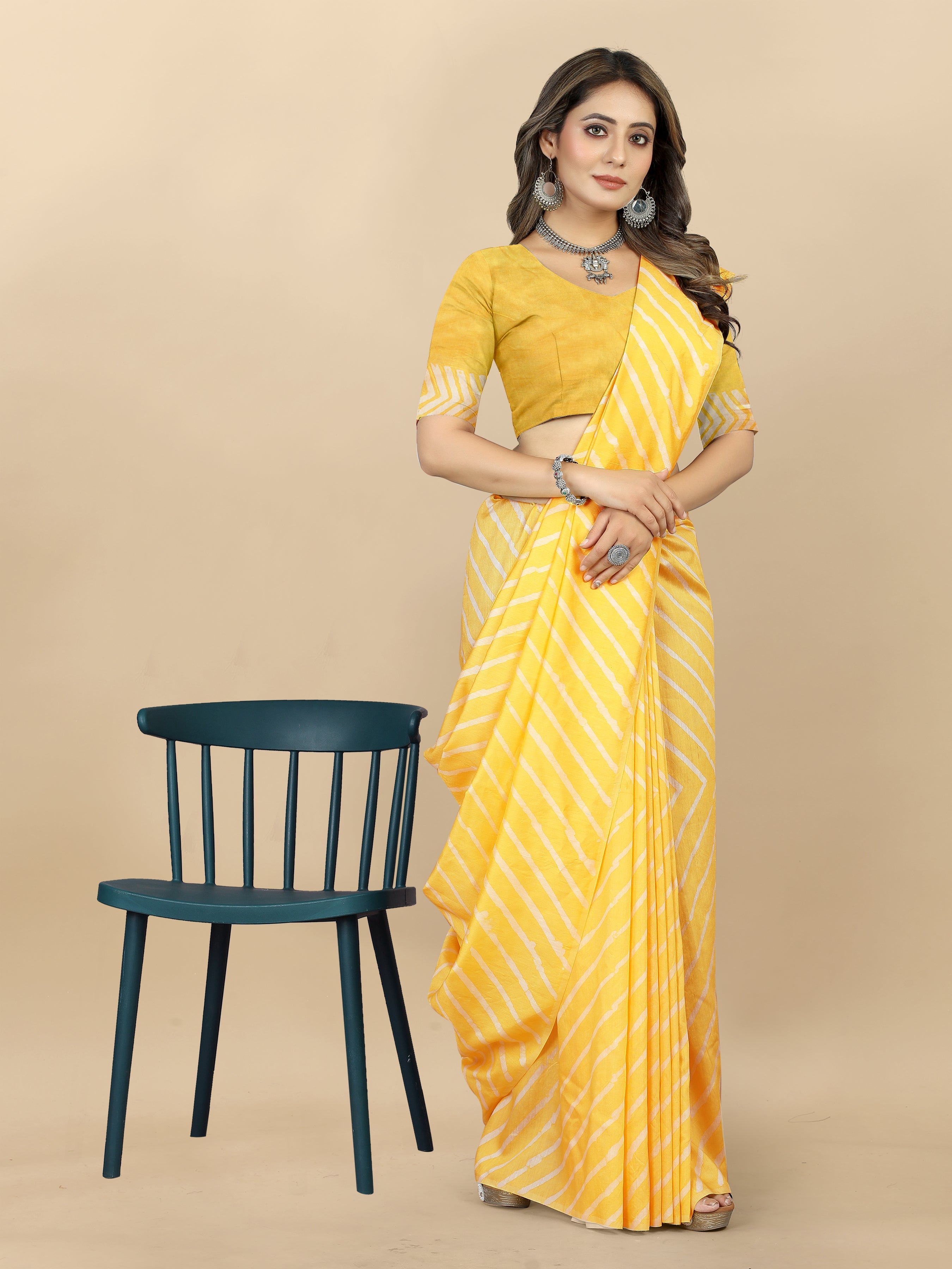 Vedant Vastram Designer Digital Print Batik Saree - Yellow