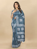 Vedant Vastram Designer Digital Print Batik Saree - Grey