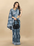 Vedant Vastram Designer Digital Print Batik Saree - Grey