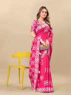 Vedant Vastram Designer Digital Print Batik Saree - Pink