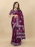 Vedant Vastram Designer Digital Print Batik Saree - Wine