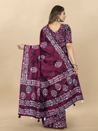Vedant Vastram Designer Digital Print Batik Saree - Wine