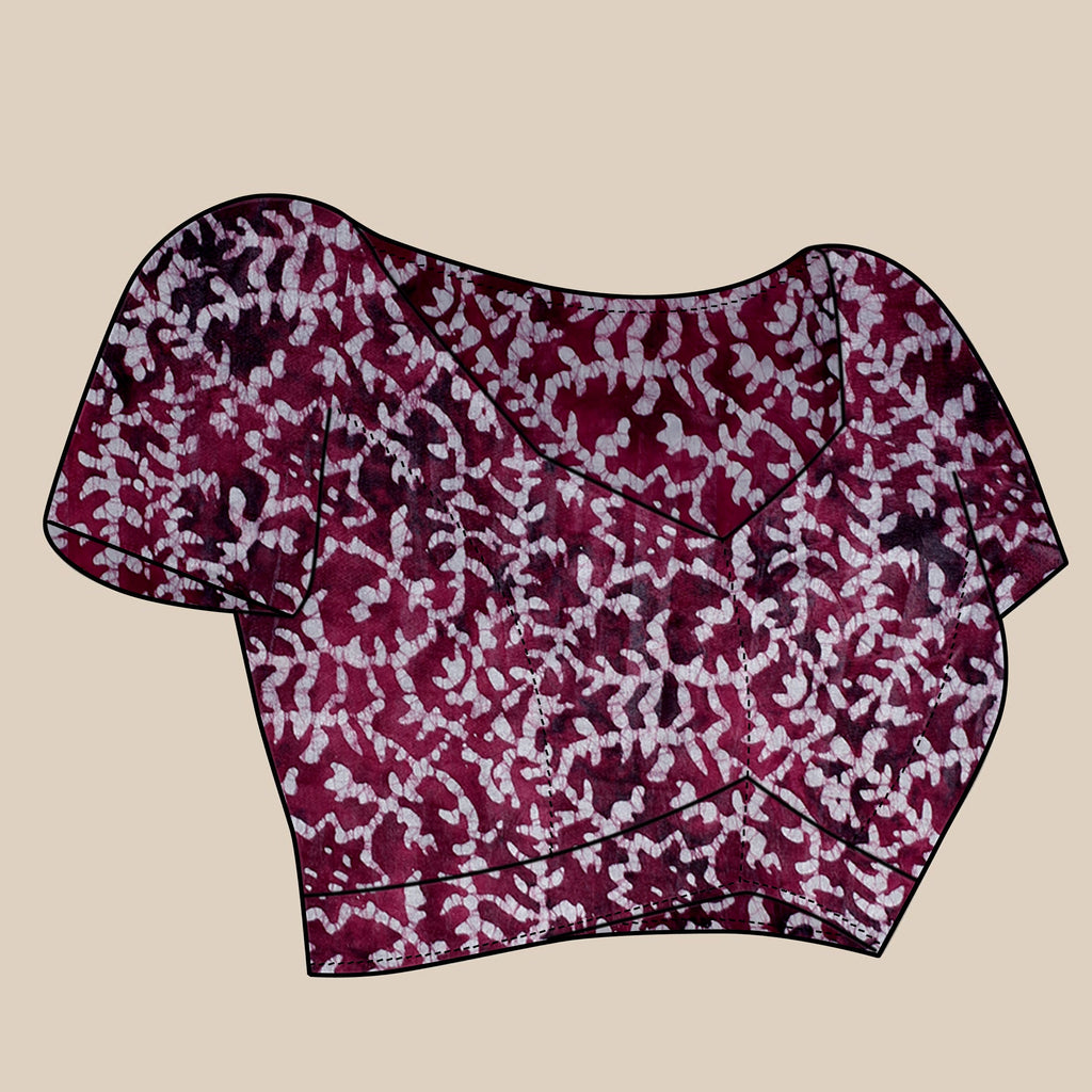 Vedant Vastram Designer Digital Print Batik Saree - Wine