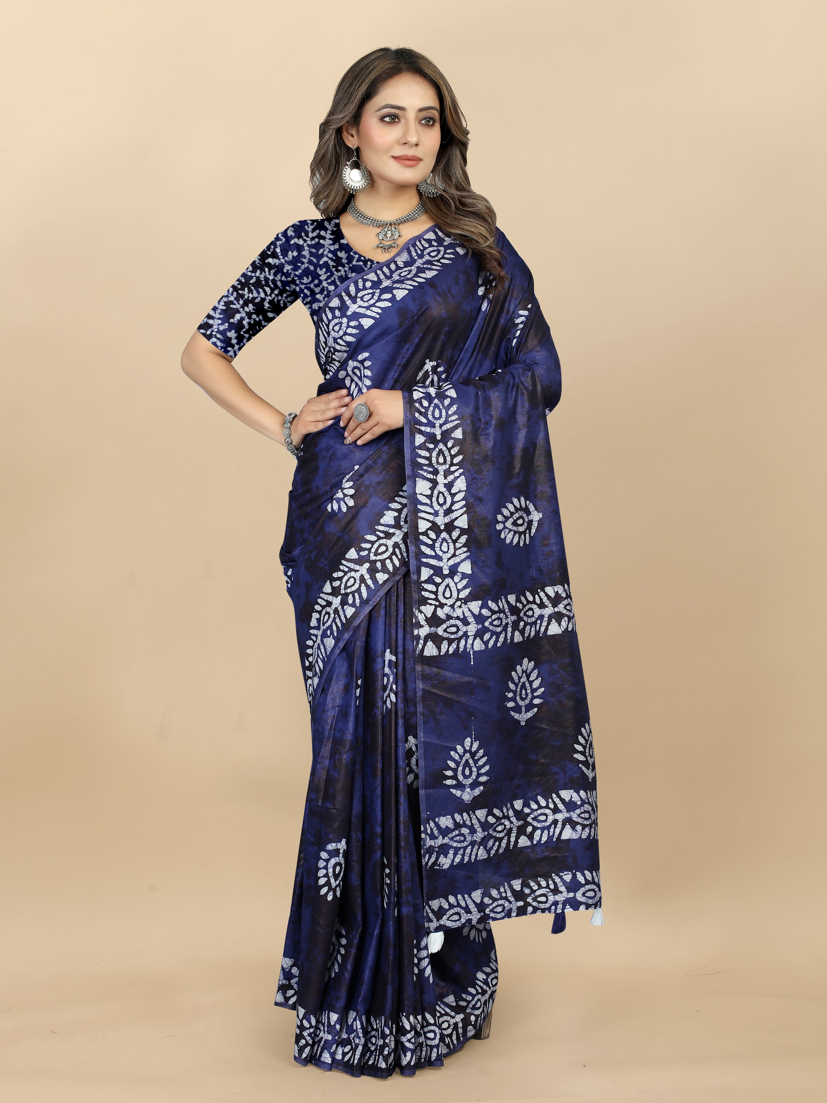 Vedant Vastram Designer Digital Print Batik Saree - Violate