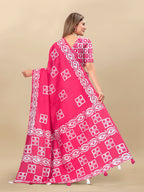 Vedant Vastram Designer Digital Print Batik Saree - Pink