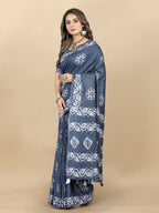 Vedant Vastram Designer Digital Print Batik Saree - Grey