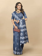 Vedant Vastram Designer Digital Print Batik Saree - Grey