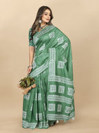 Vedant Vastram Designer Digital Print Batik Saree - Green